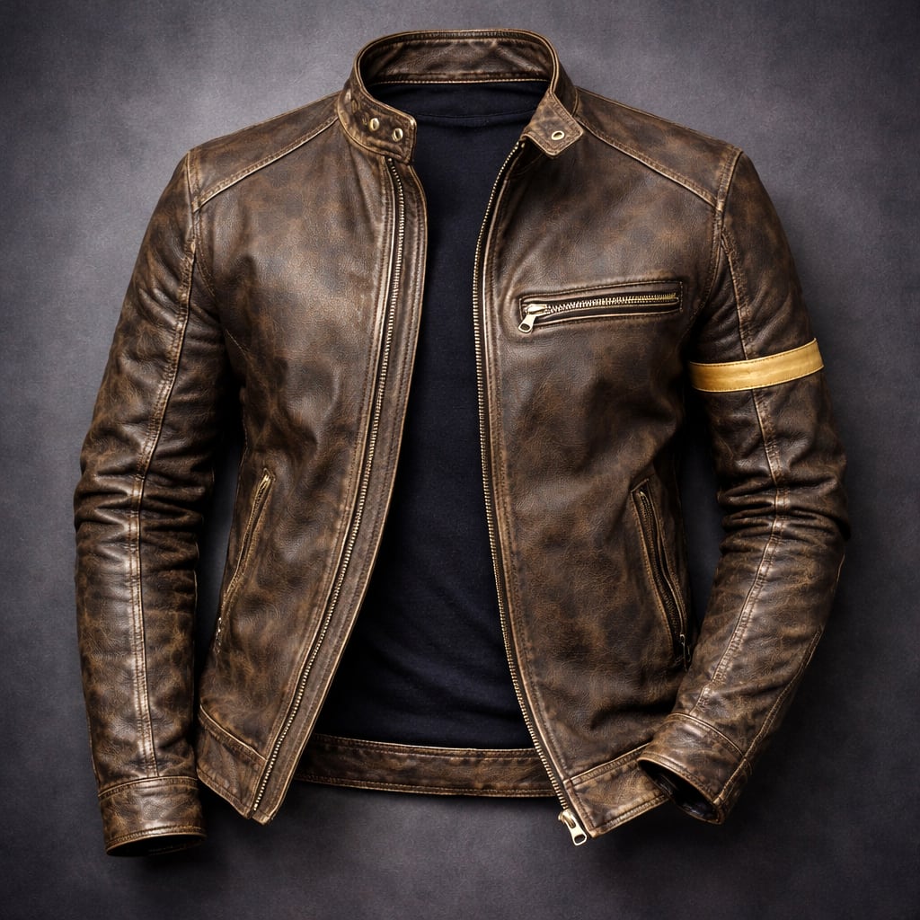 Men's Distressed Leather Biker Jacket | Dorian_3