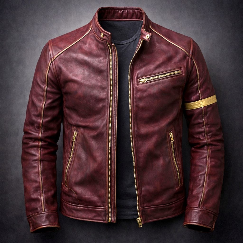 Men's Distressed Leather Biker Jacket | Dorian_4
