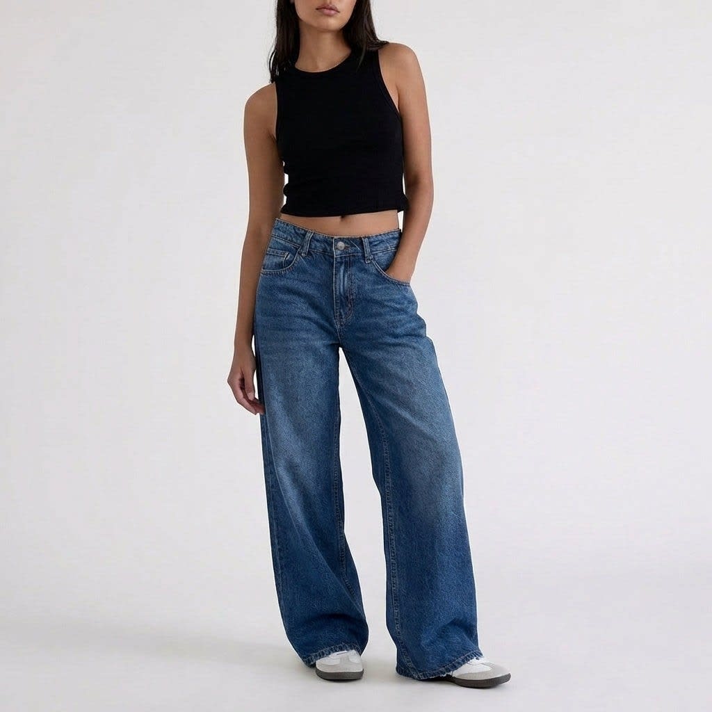 Women's Low Rise Wide Leg Jeans | Betsan_7