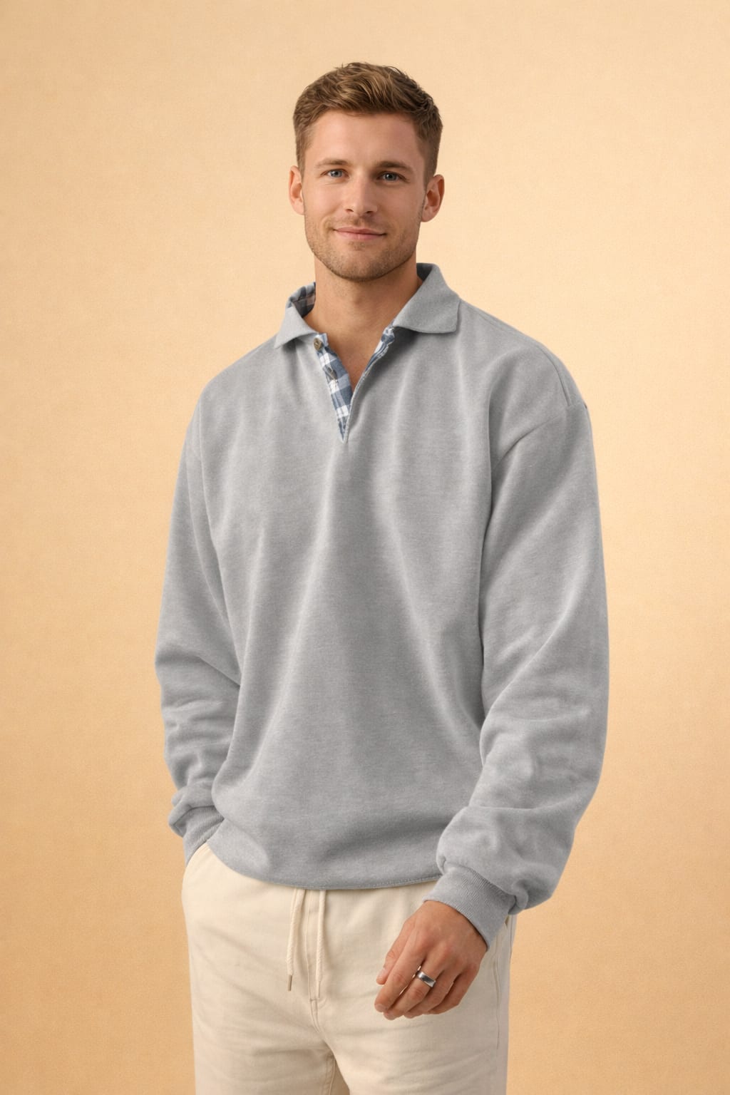 Men's Knit Long Sleeve Polo | Jake_4