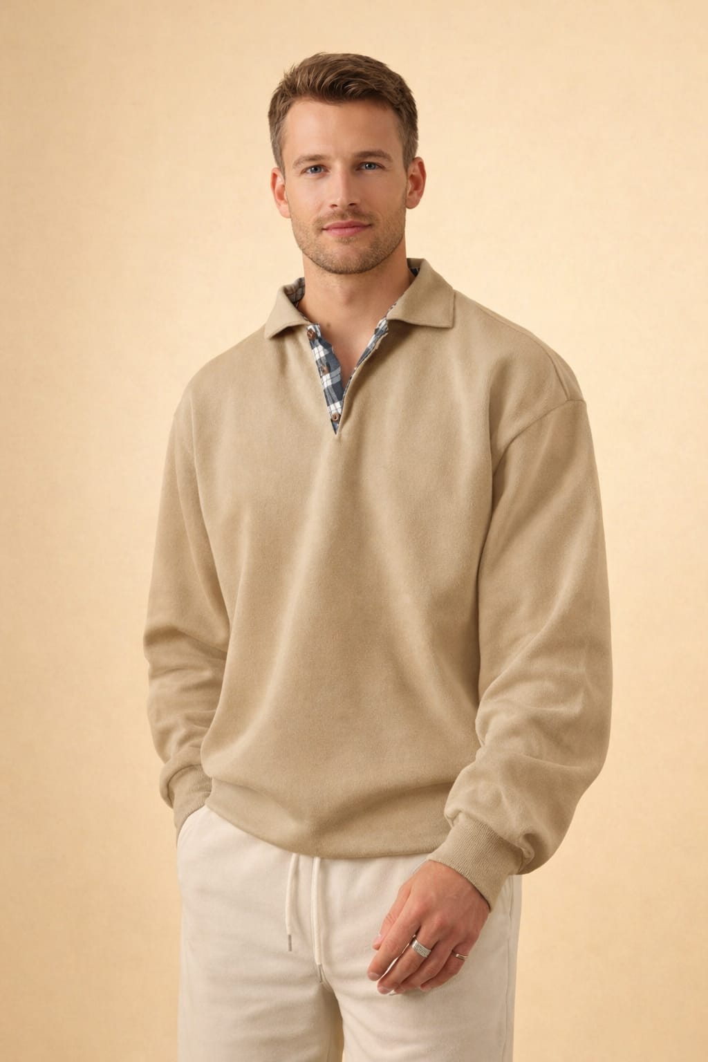 Men's Knit Long Sleeve Polo | Jake_9