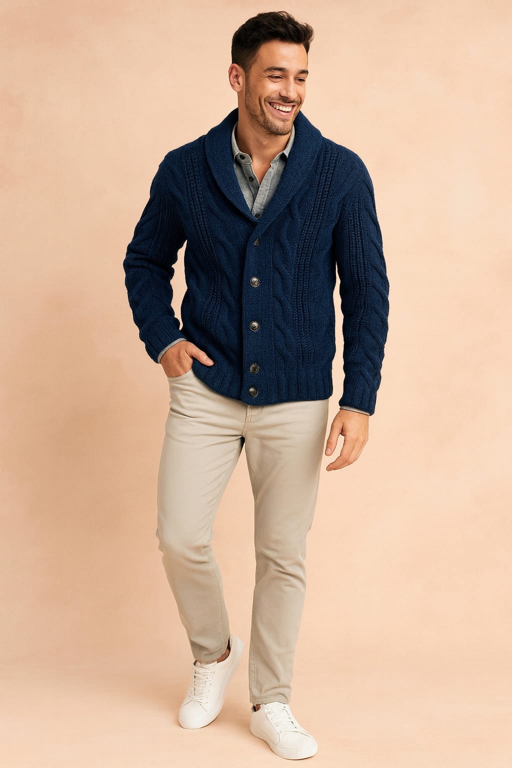 Men's Cable Knit Shawl Collar Cardigan | Algernon_6