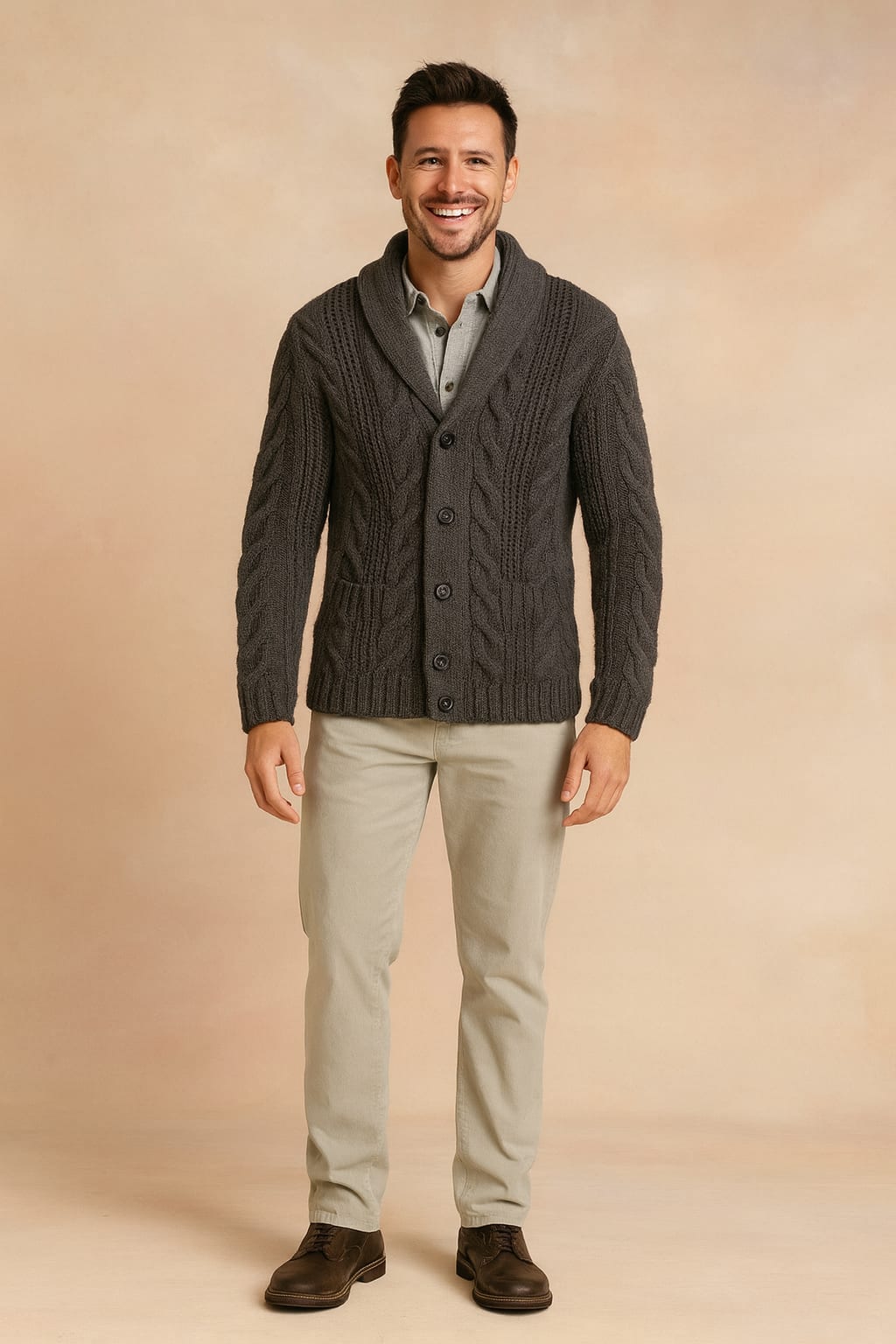 Men's Cable Knit Shawl Collar Cardigan | Algernon_8