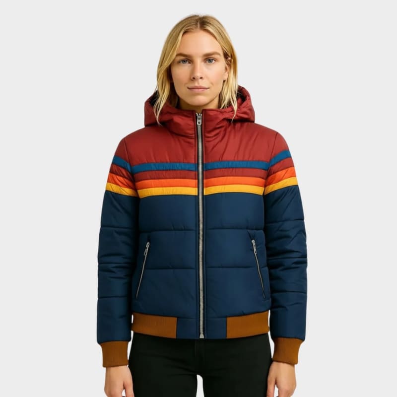 Women's Retro Striped Puffer Jacket | Nancie_1