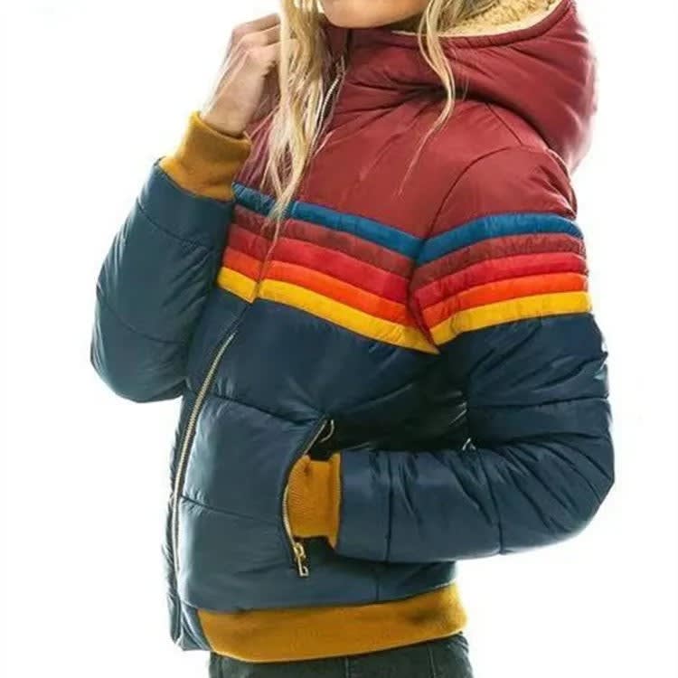Women's Retro Striped Puffer Jacket | Nancie_3