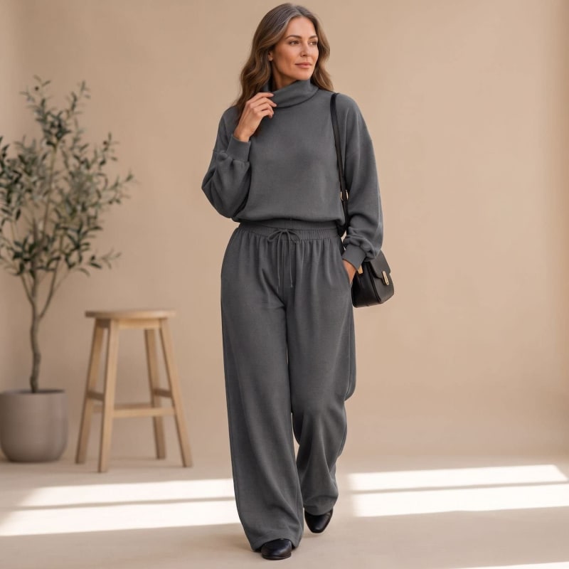 Women's Turtleneck Two Piece Lounge Set | Samantha_1