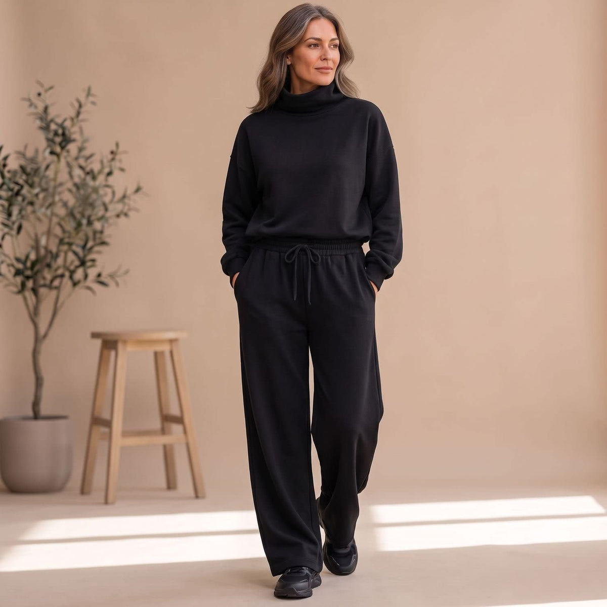 Women's Turtleneck Two Piece Lounge Set | Samantha_2