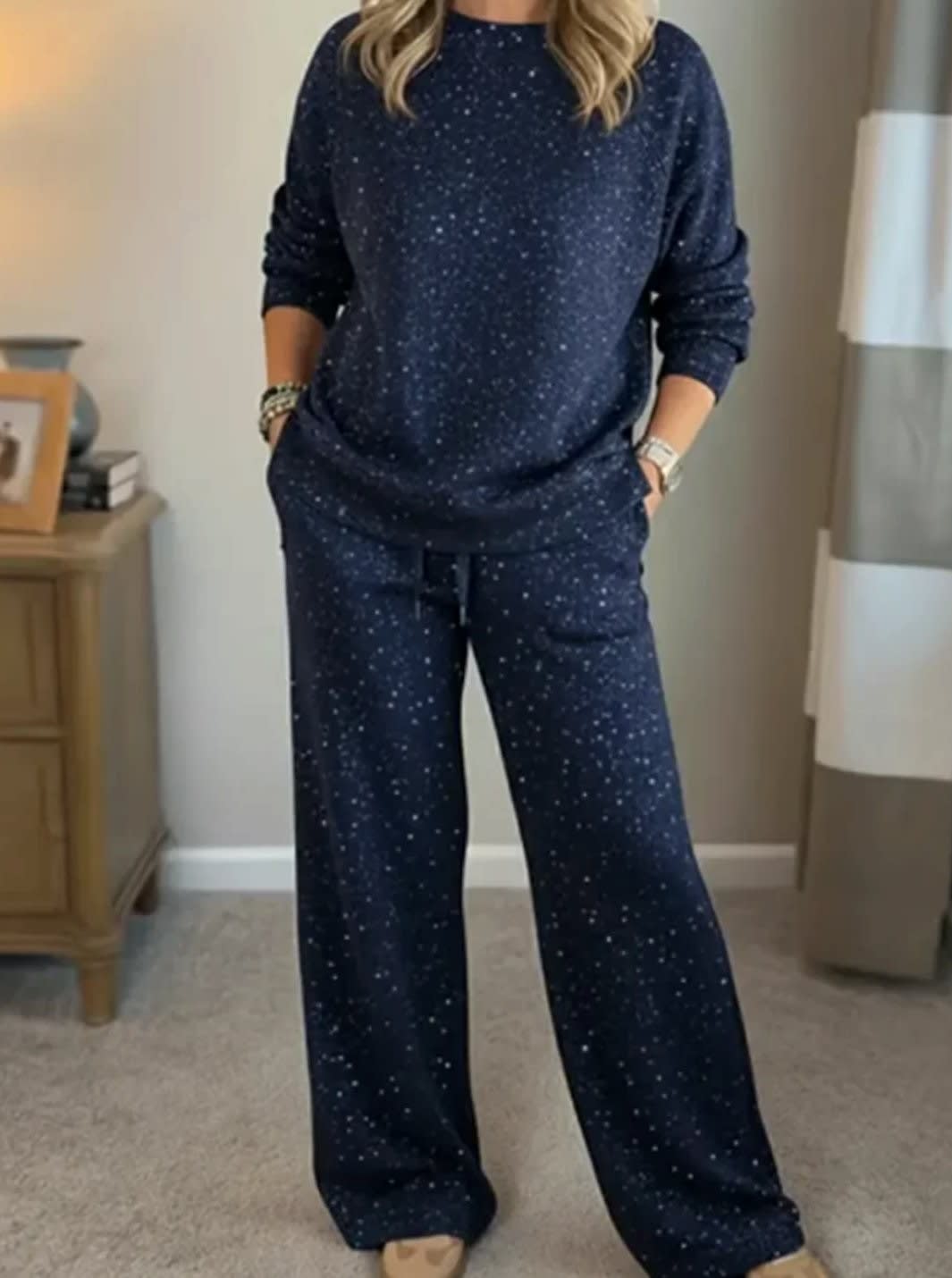 Women's Sparkle Two Piece Lounge Set | Arabella_3