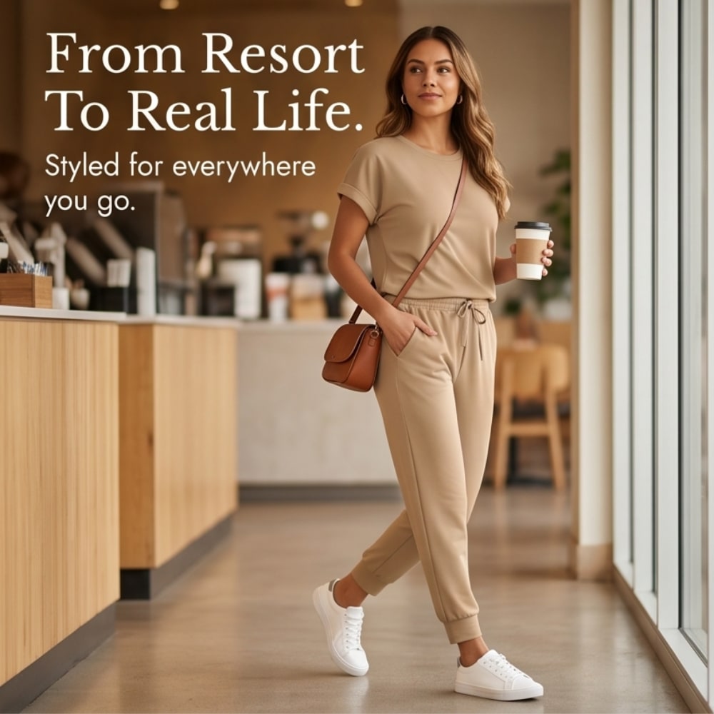 Women's T-Shirt And Jogger Lounge Set | Penny_8