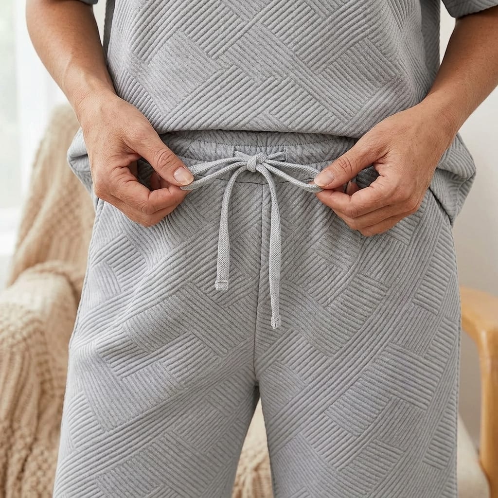 Women's Textured Knit Cropped Trouser Set | Mandy_5