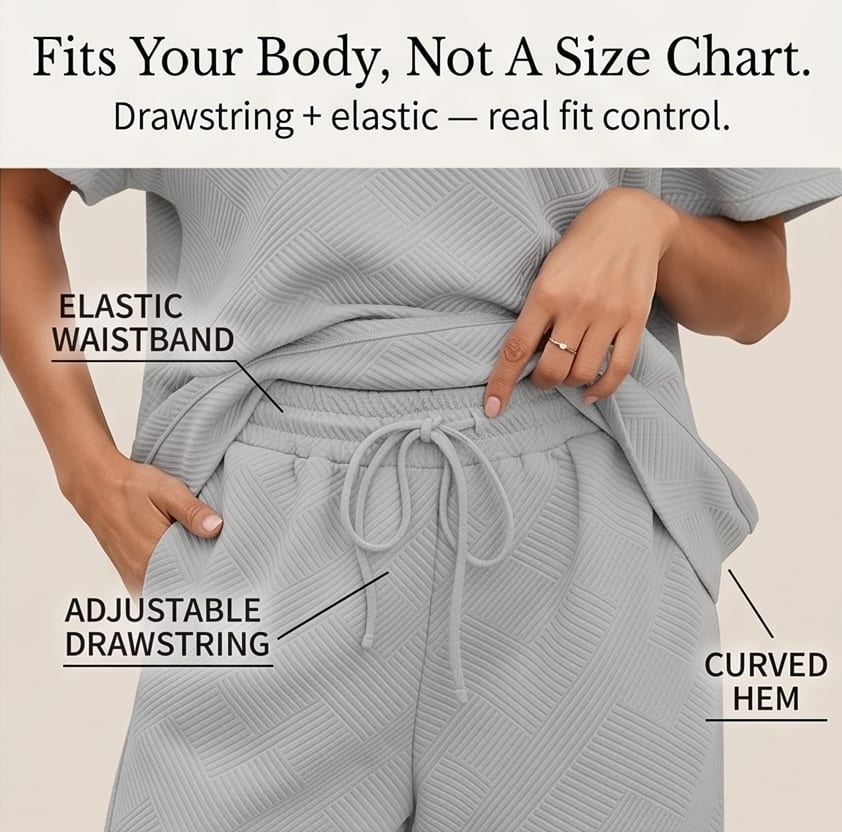 Women's Textured Knit Cropped Trouser Set | Mandy_8