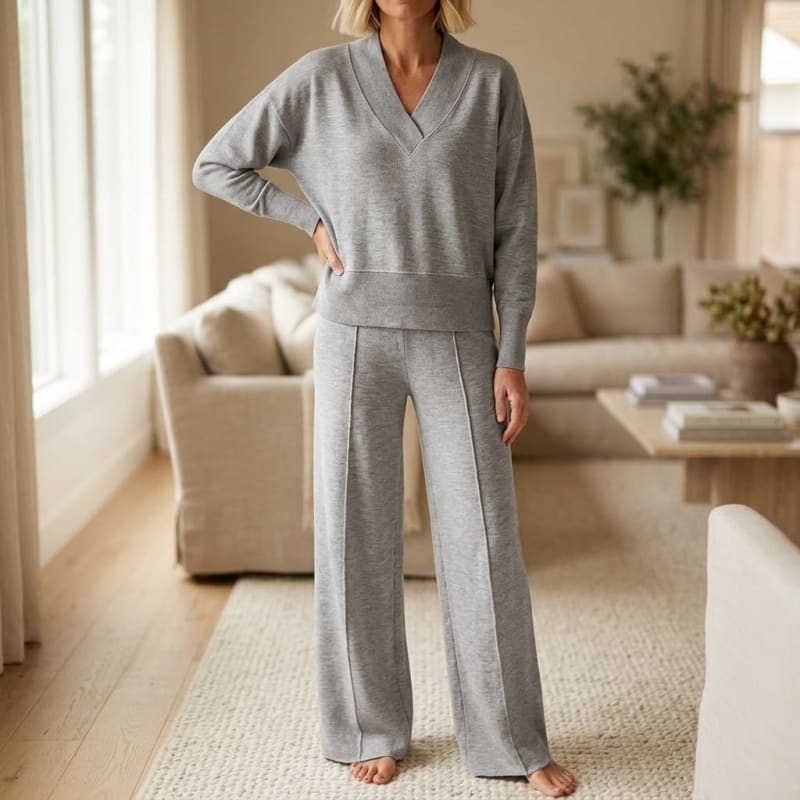 Women's Knit Jumper Wide Leg Trouser Set | Melanie_1