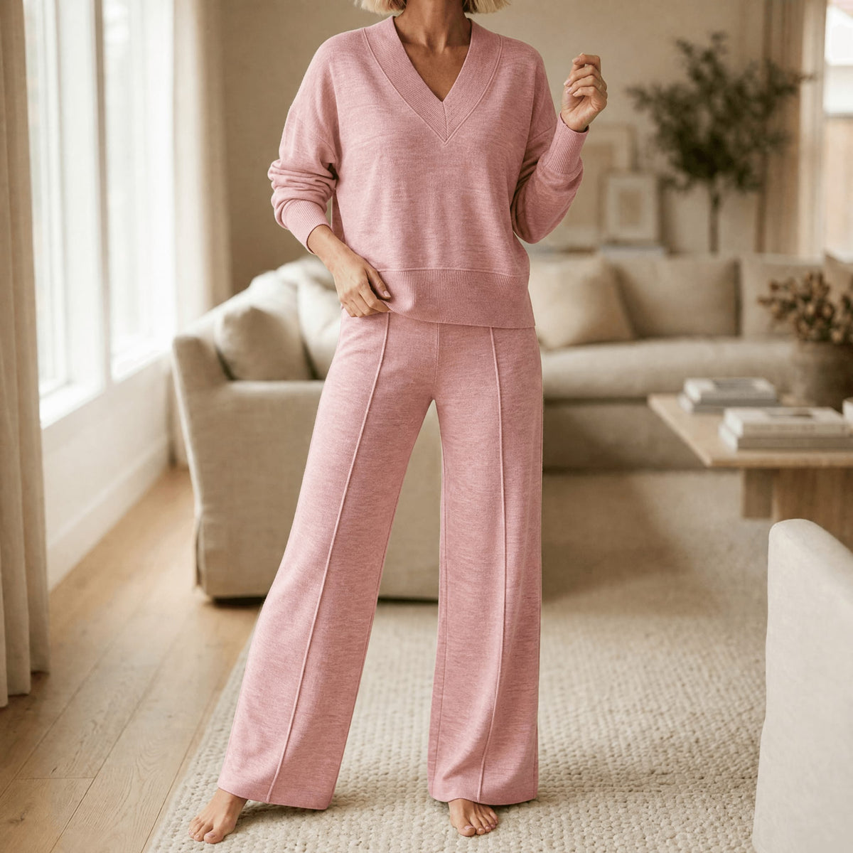 Women's Knit Jumper Wide Leg Trouser Set | Melanie_12