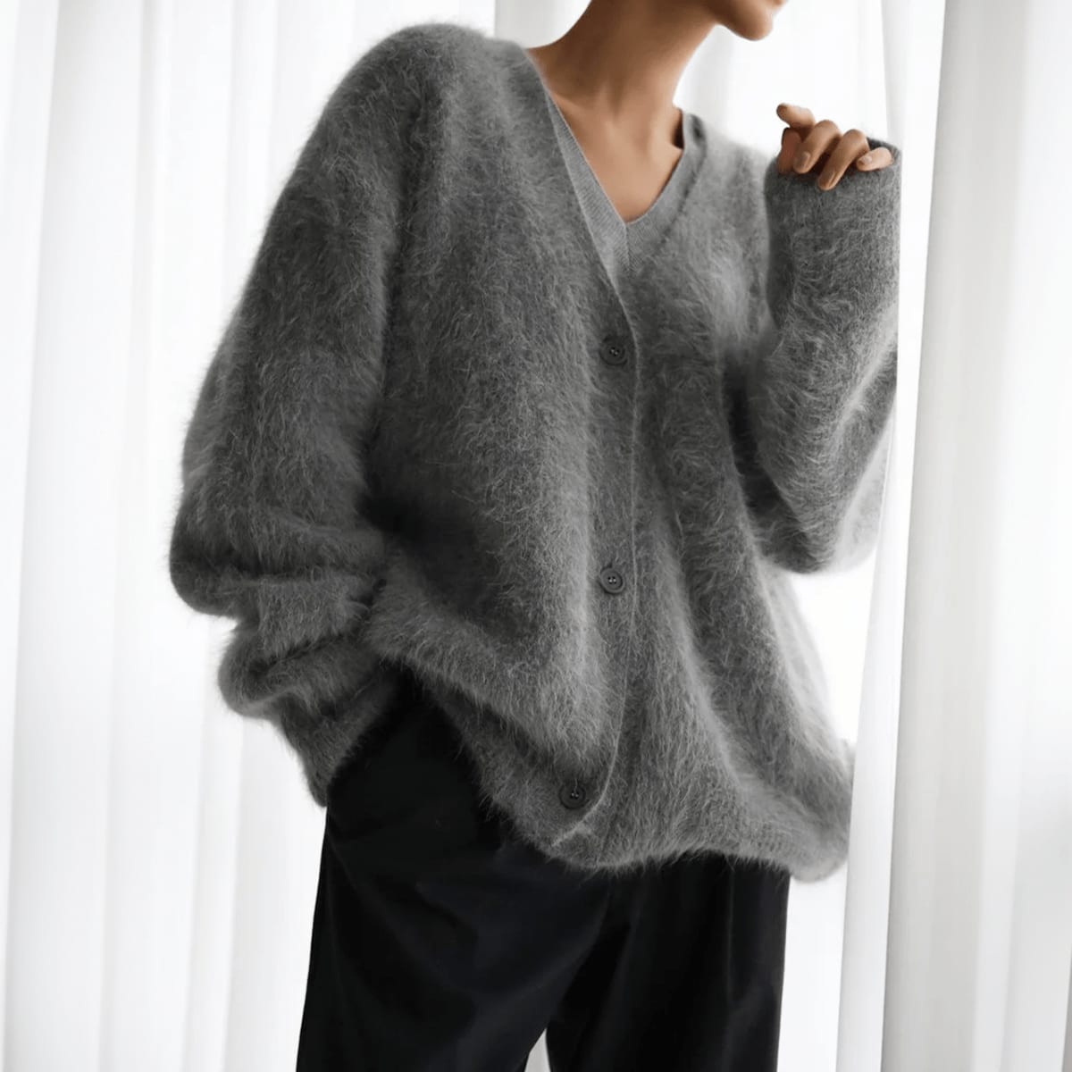 Women's Fluffy Knit Cardigan | Rosetta_4