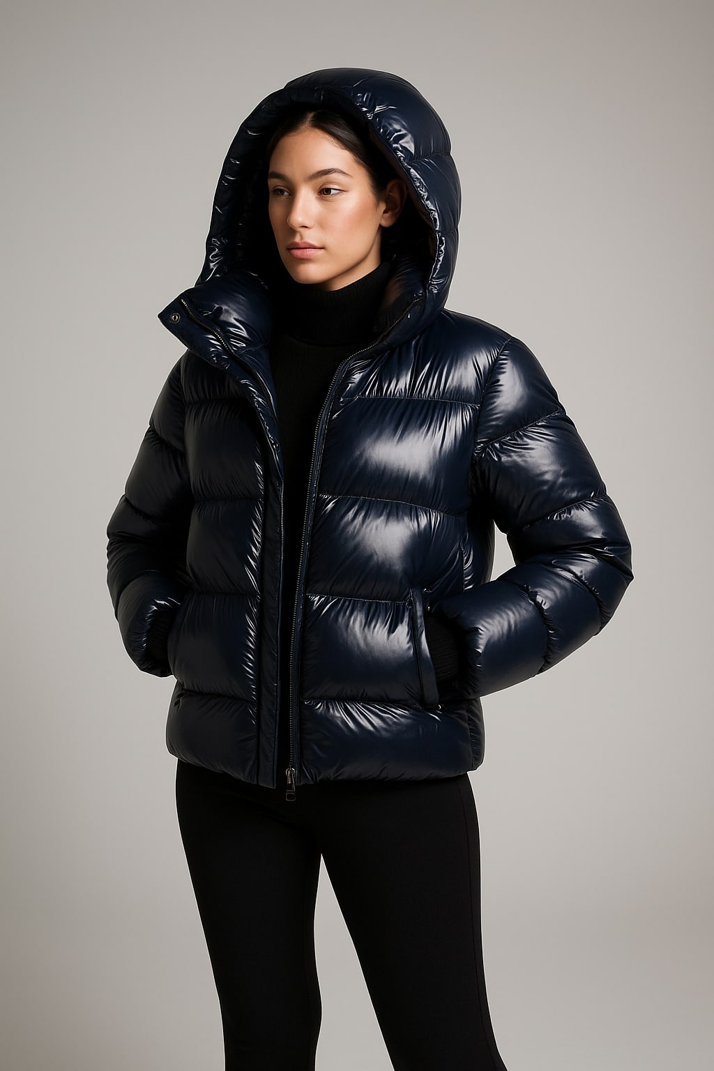Women's Glossy Quilted Puffer Jacket | Cathy_2