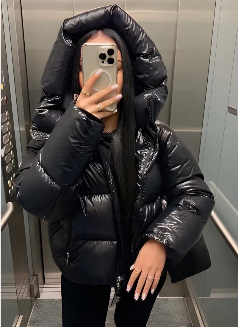 Women's Glossy Quilted Puffer Jacket | Cathy_3