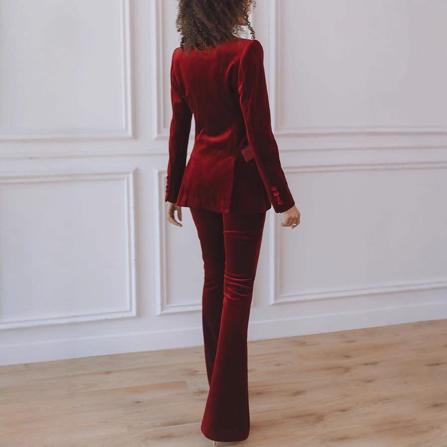 Women's Velvet Flared Trouser Suit | Roberta_3