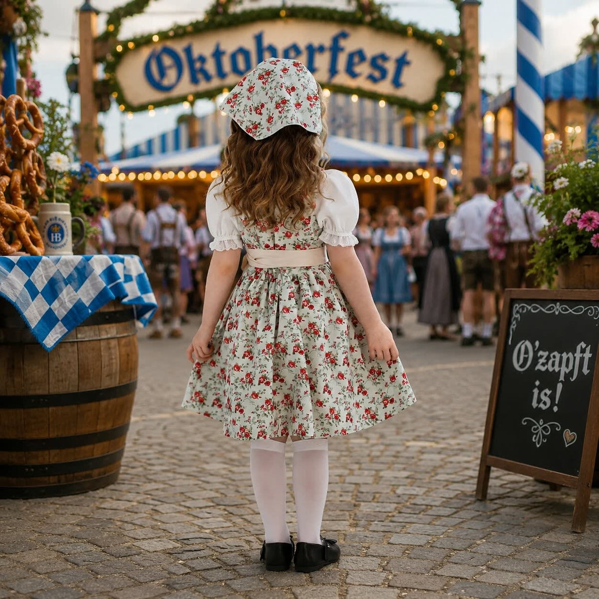 Girls' Floral Dirndl Dress with Apron | Ailish_6