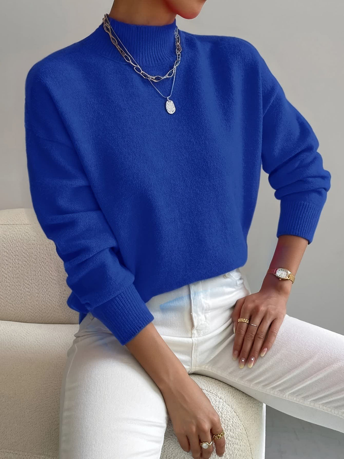 Women's Relaxed Fit Mock Neck Jumper | Jacqueline_8