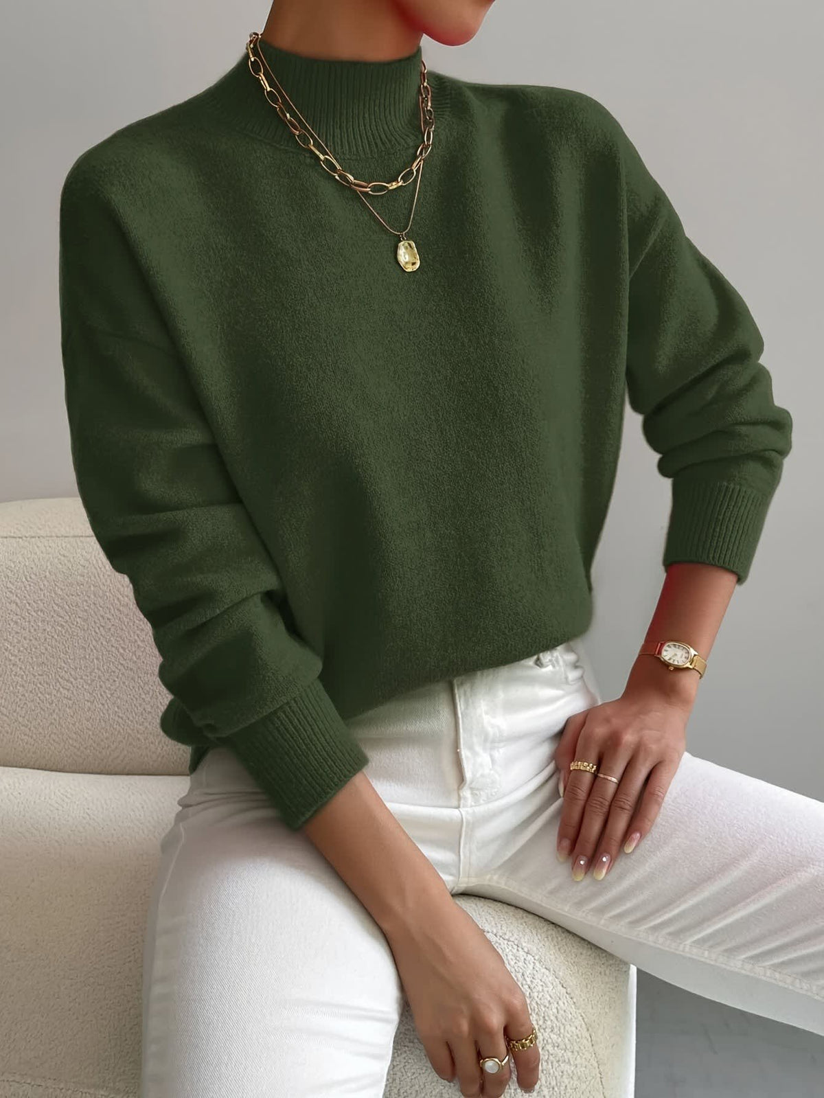 Women's Relaxed Fit Mock Neck Jumper | Jacqueline_9
