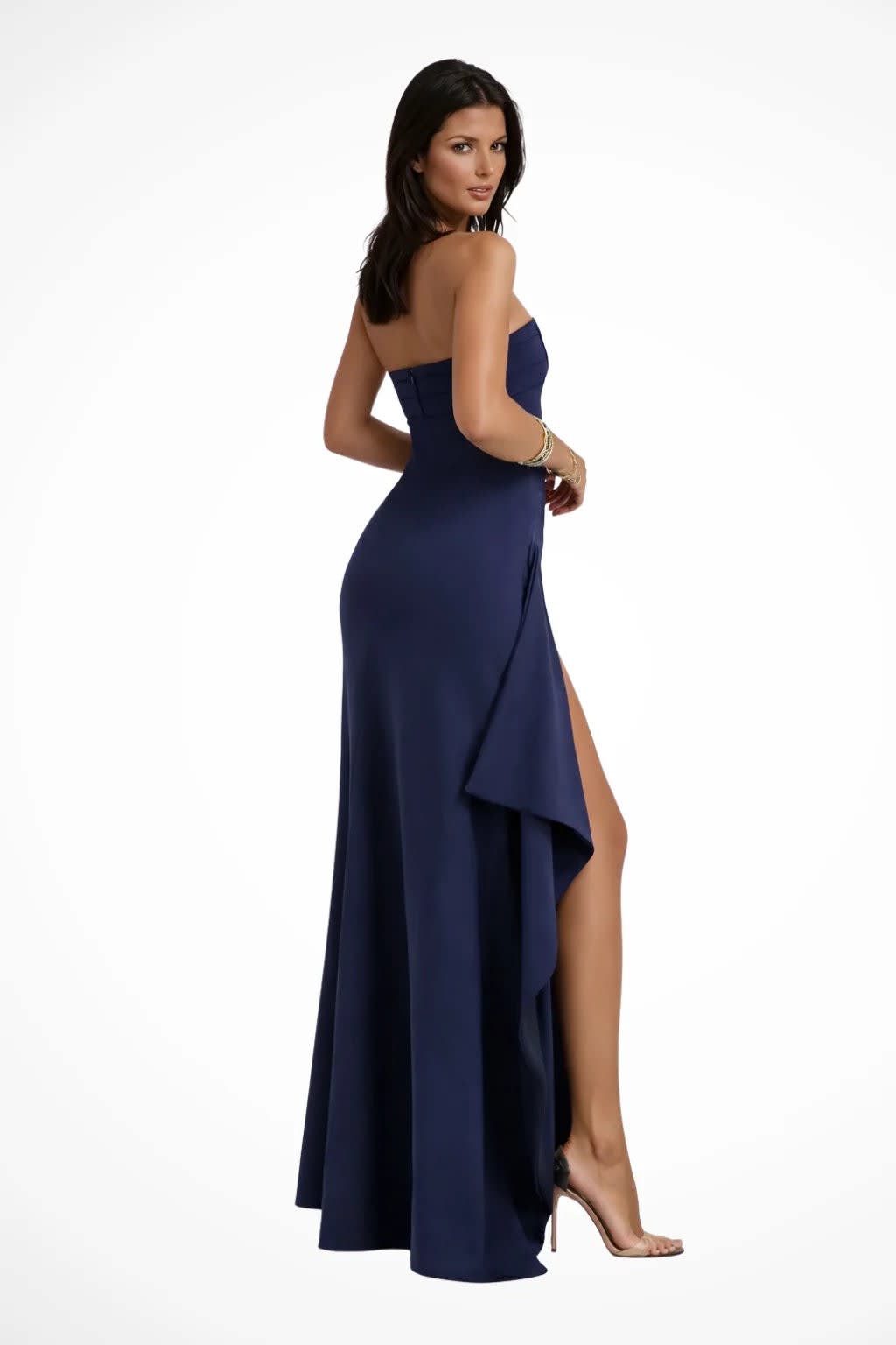 Women's Strapless Wedding Guest Maxi Dress with Side Slit | Brooke Mitchell_4