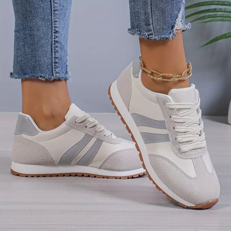 Women's Two-Tone Stripe Orthopedic Trainers | Myra_1