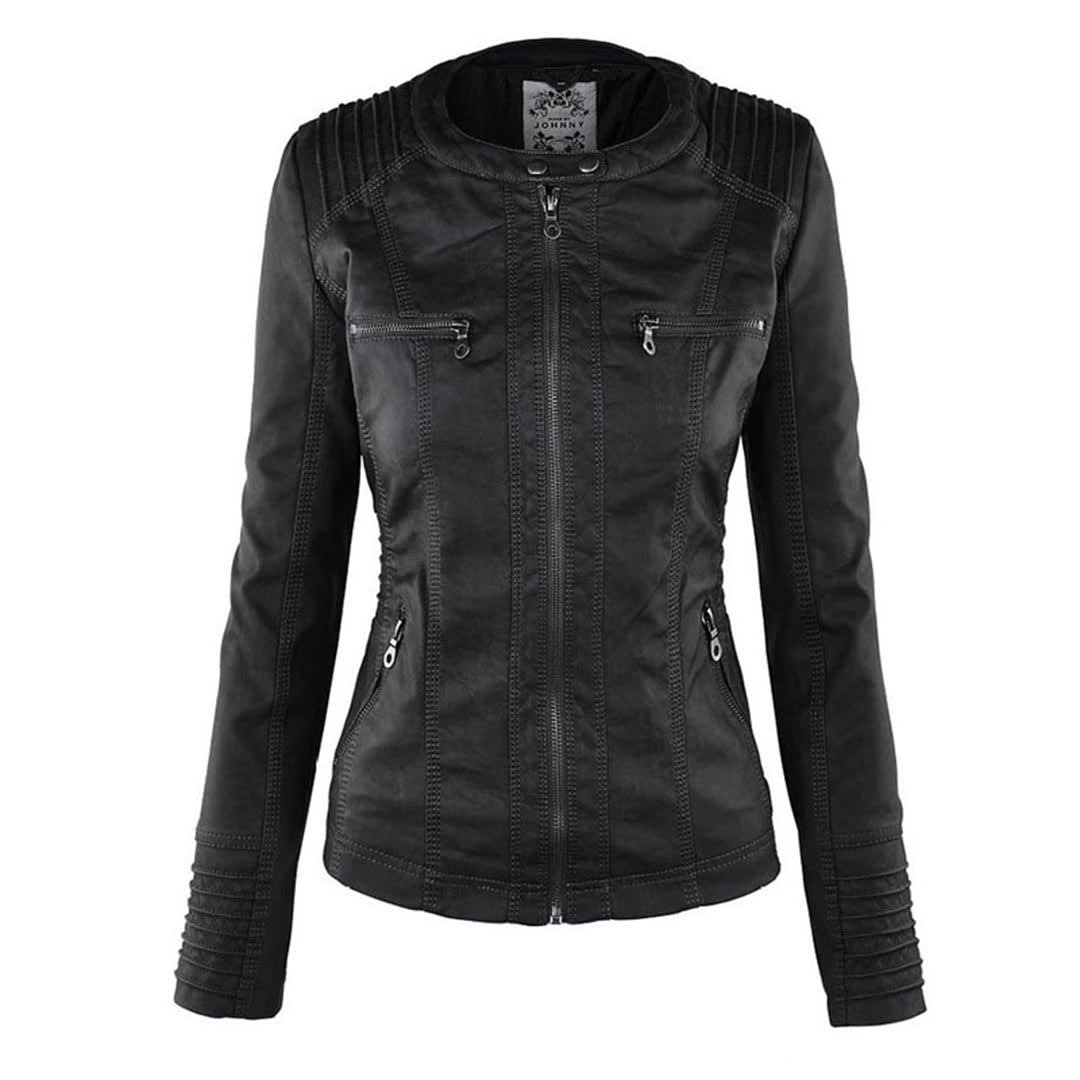 Women's Faux Leather Hooded Jacket | Freya_11