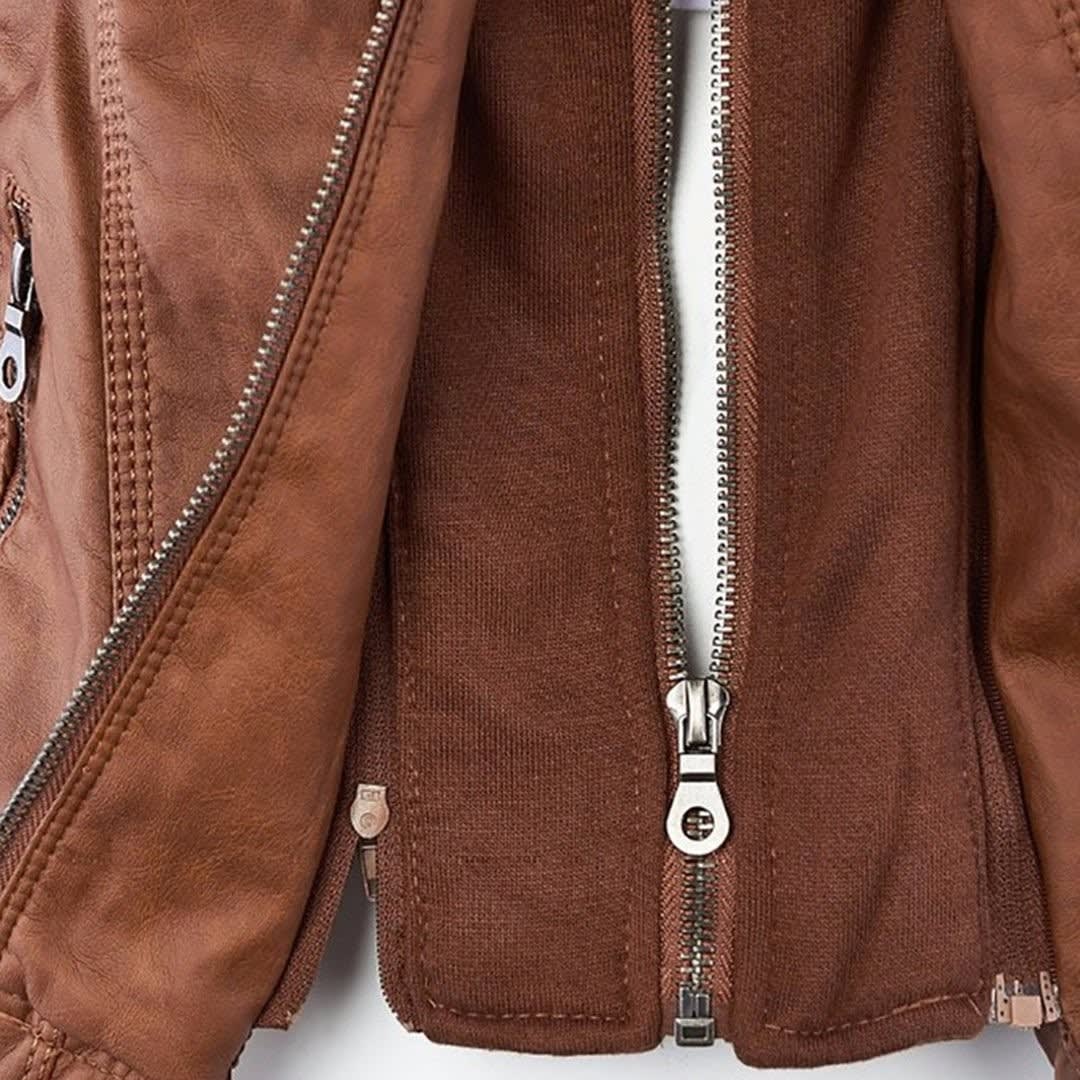 Women's Faux Leather Hooded Jacket | Freya_17