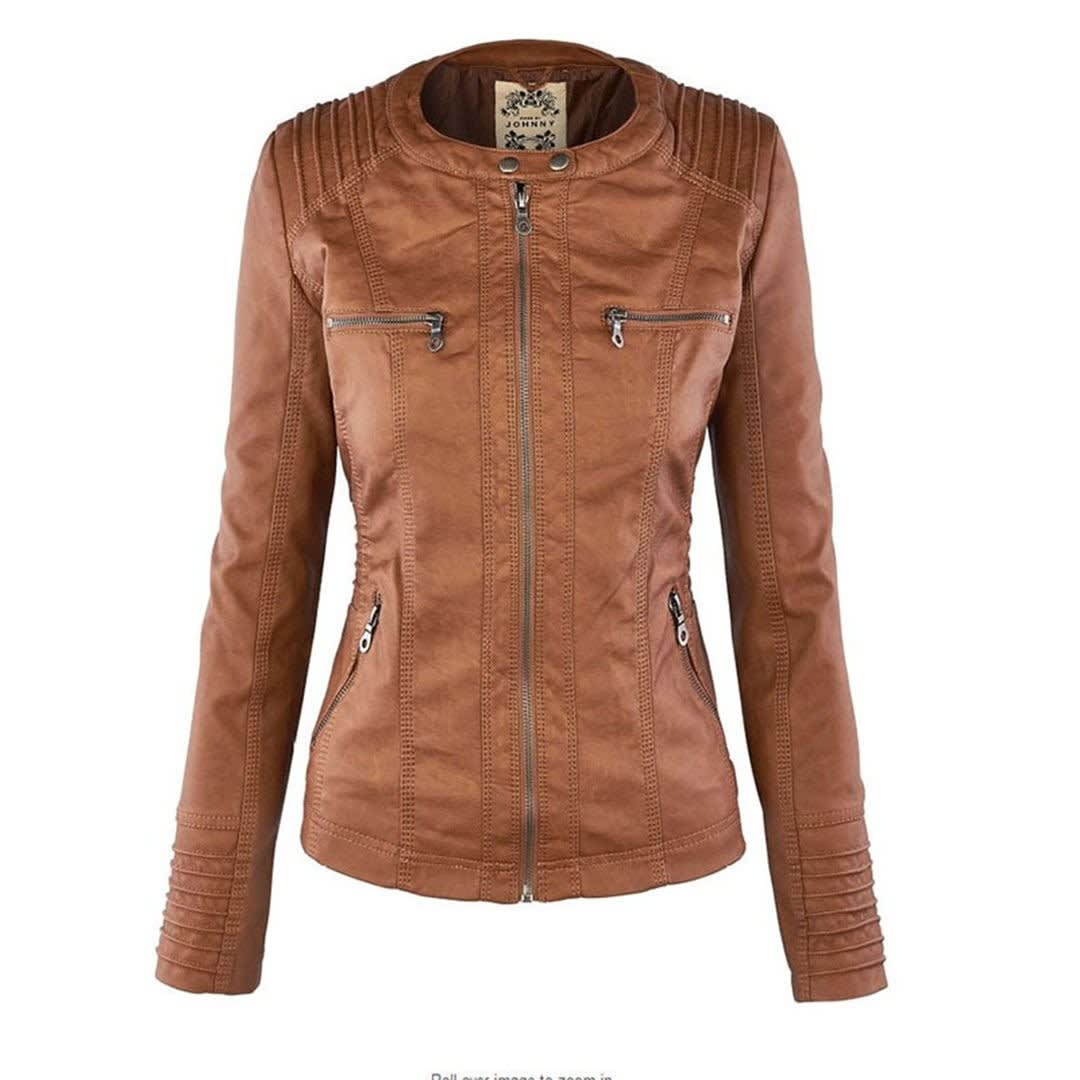Women's Faux Leather Hooded Jacket | Freya_8
