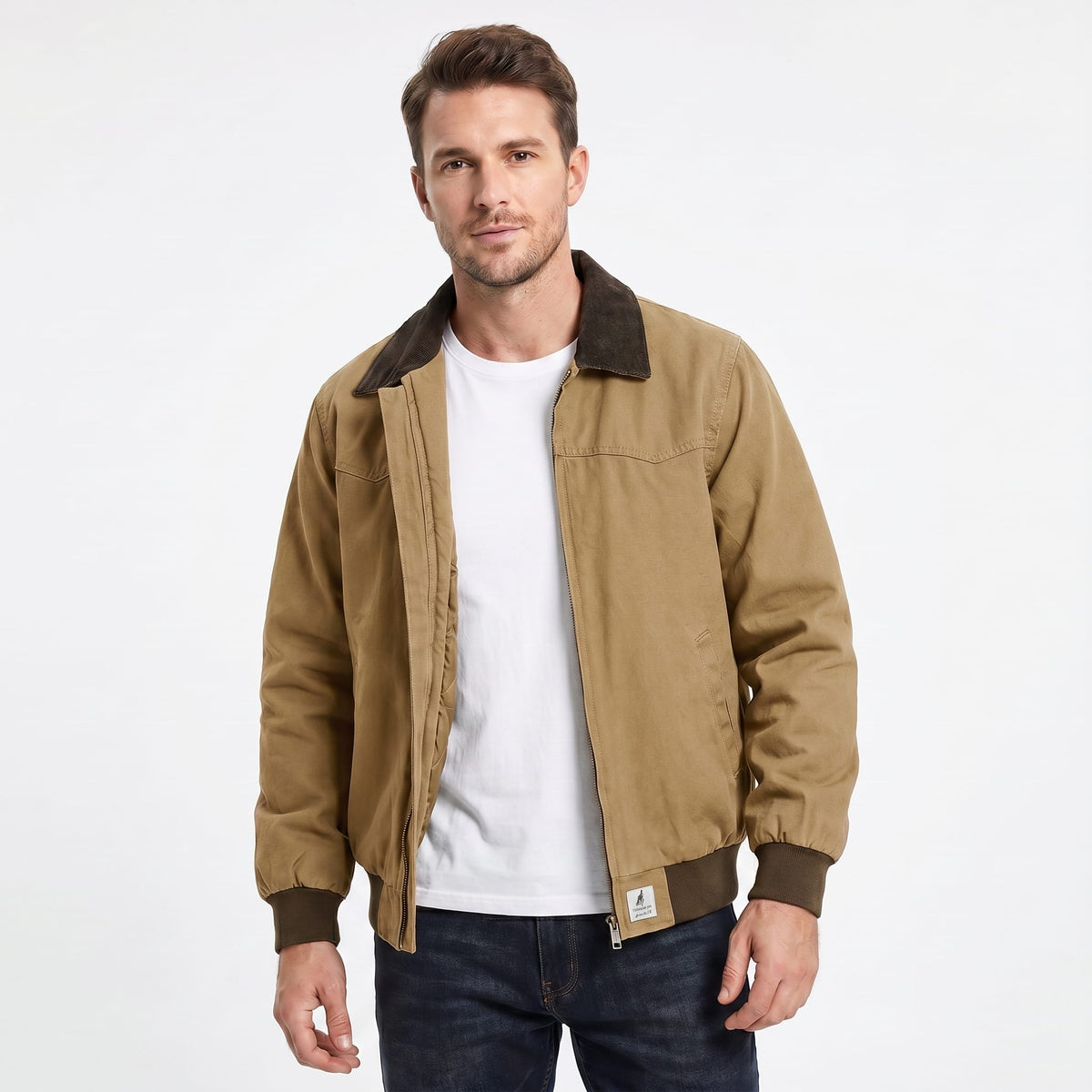 Men's Canvas Corduroy Collar Bomber Jacket | Daniel_2