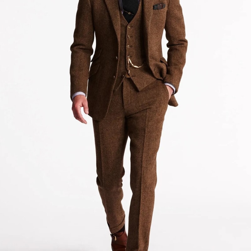 Men's Herringbone Tweed Three-Piece Suit | Edwin_1