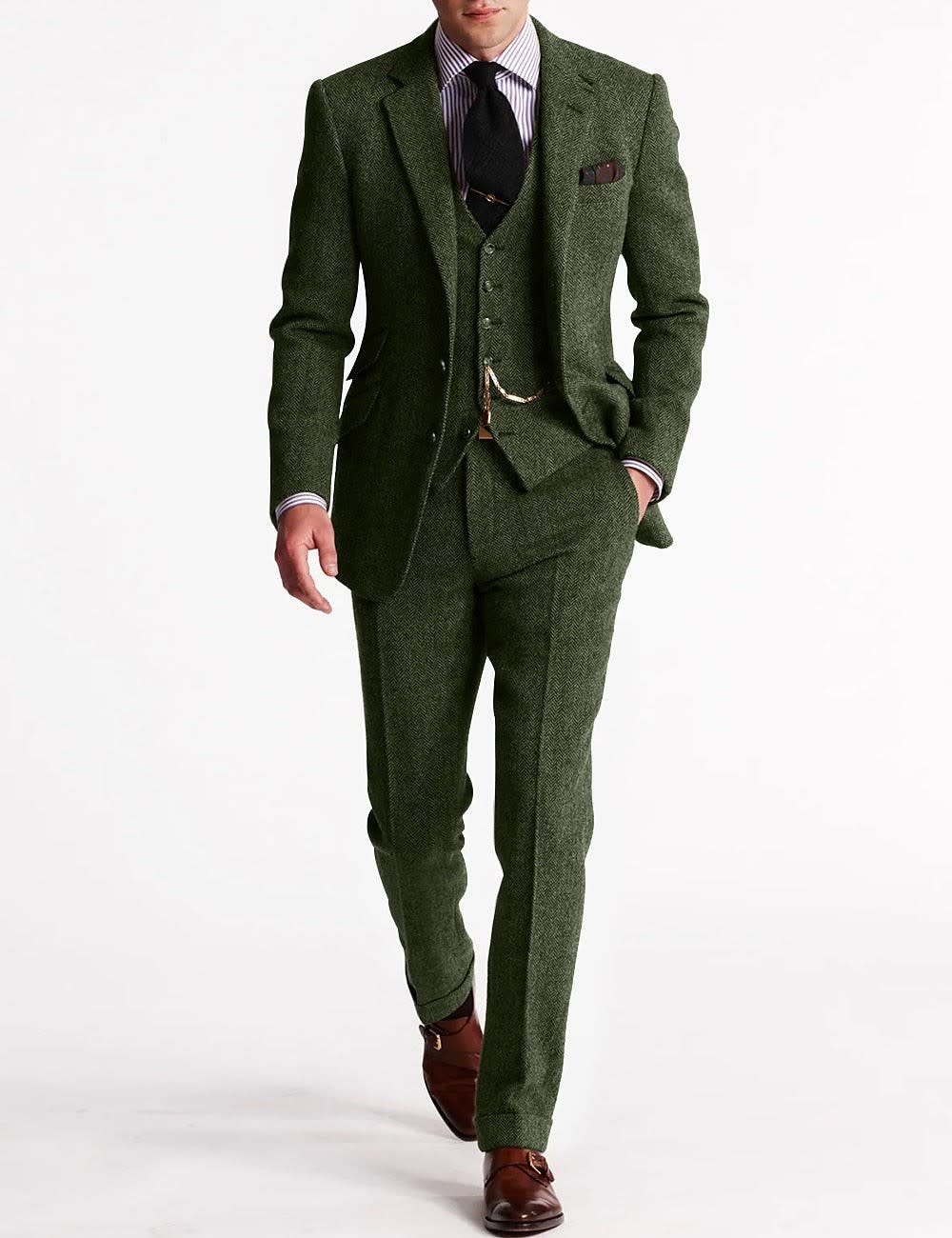 Men's Herringbone Tweed Three-Piece Suit | Edwin_3