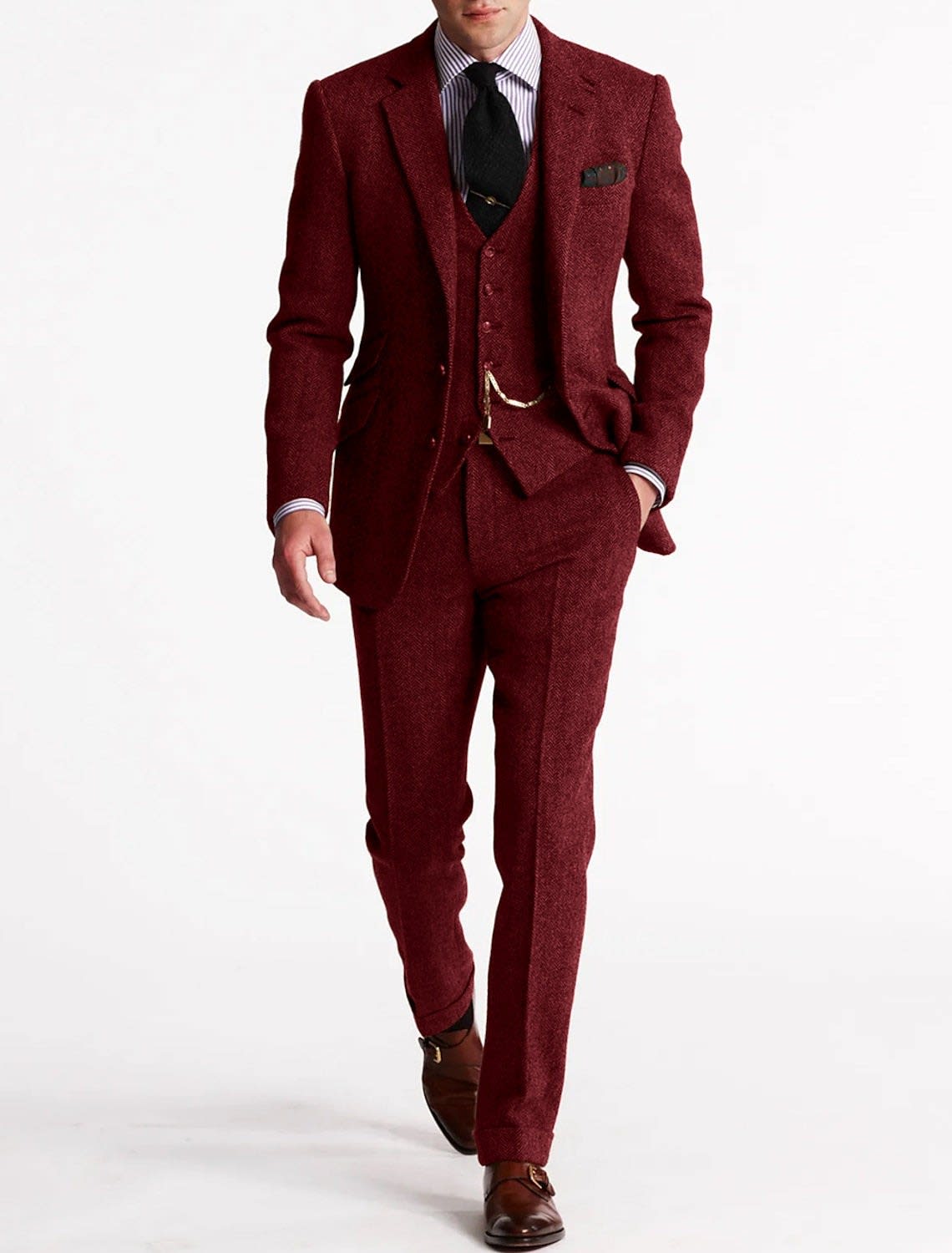 Men's Herringbone Tweed Three-Piece Suit | Edwin_4