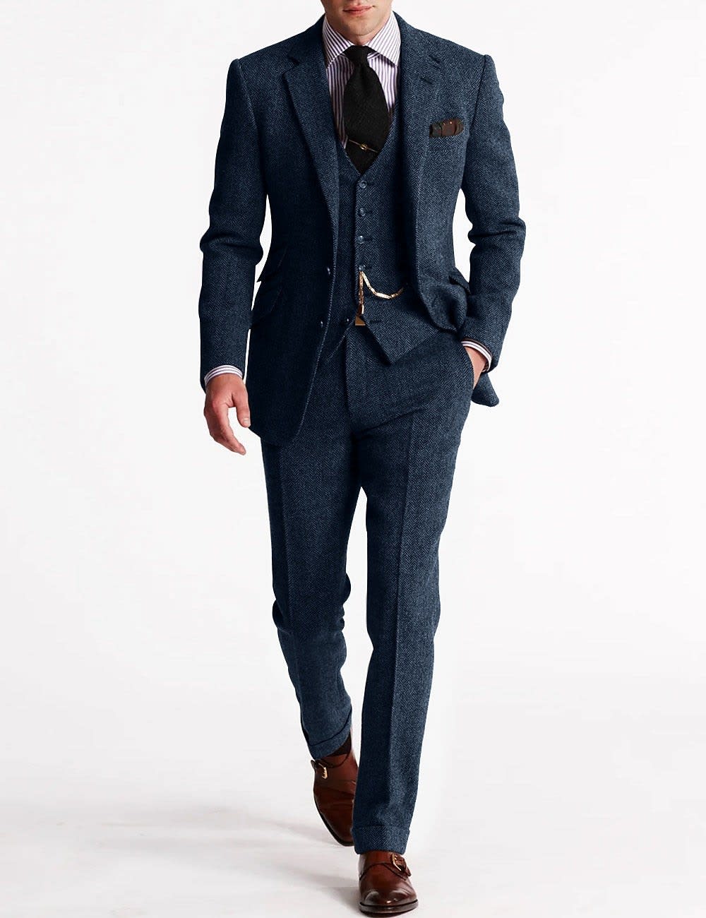 Men's Herringbone Tweed Three-Piece Suit | Edwin_8