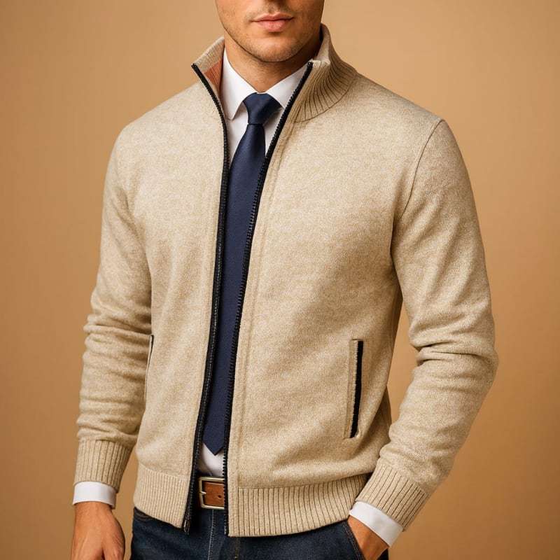 Men's Zip Up Knit Cardigan | Lenny_1
