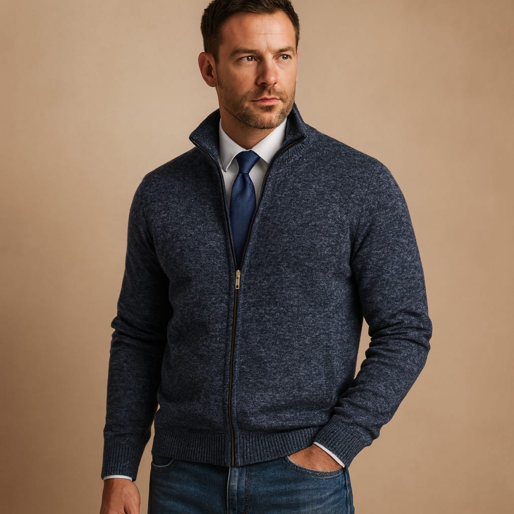 Men's Zip Up Knit Cardigan | Lenny_5