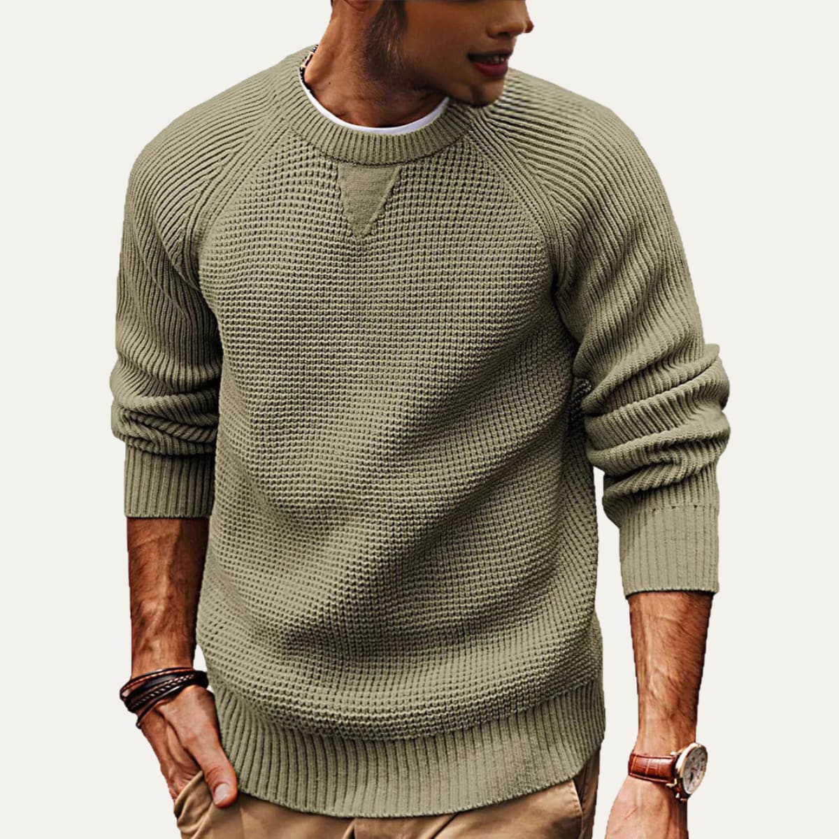 Men's Ribbed Cotton Jumper | Luca_6