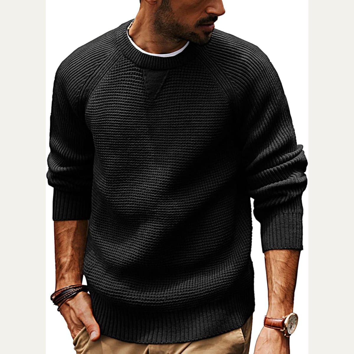 Men's Ribbed Cotton Jumper | Luca_8