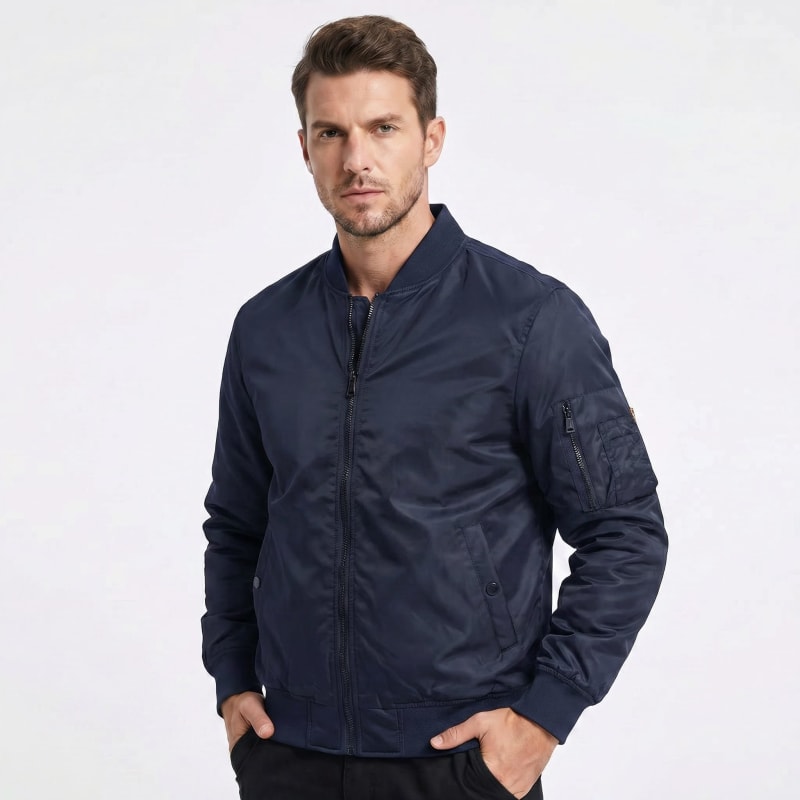 Men's Cotton Zip Up Bomber Jacket | Alec_1