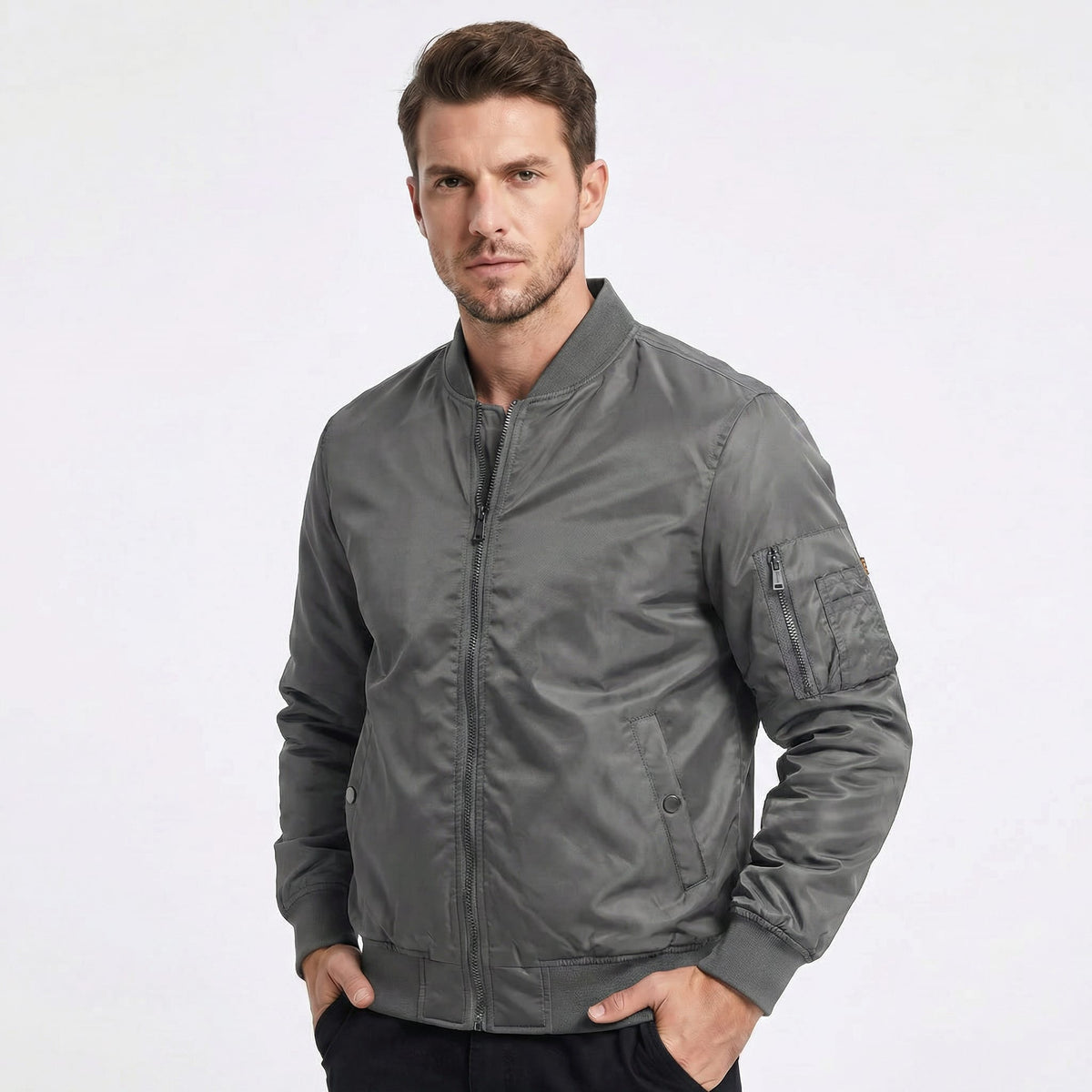 Men's Cotton Zip Up Bomber Jacket | Alec_3