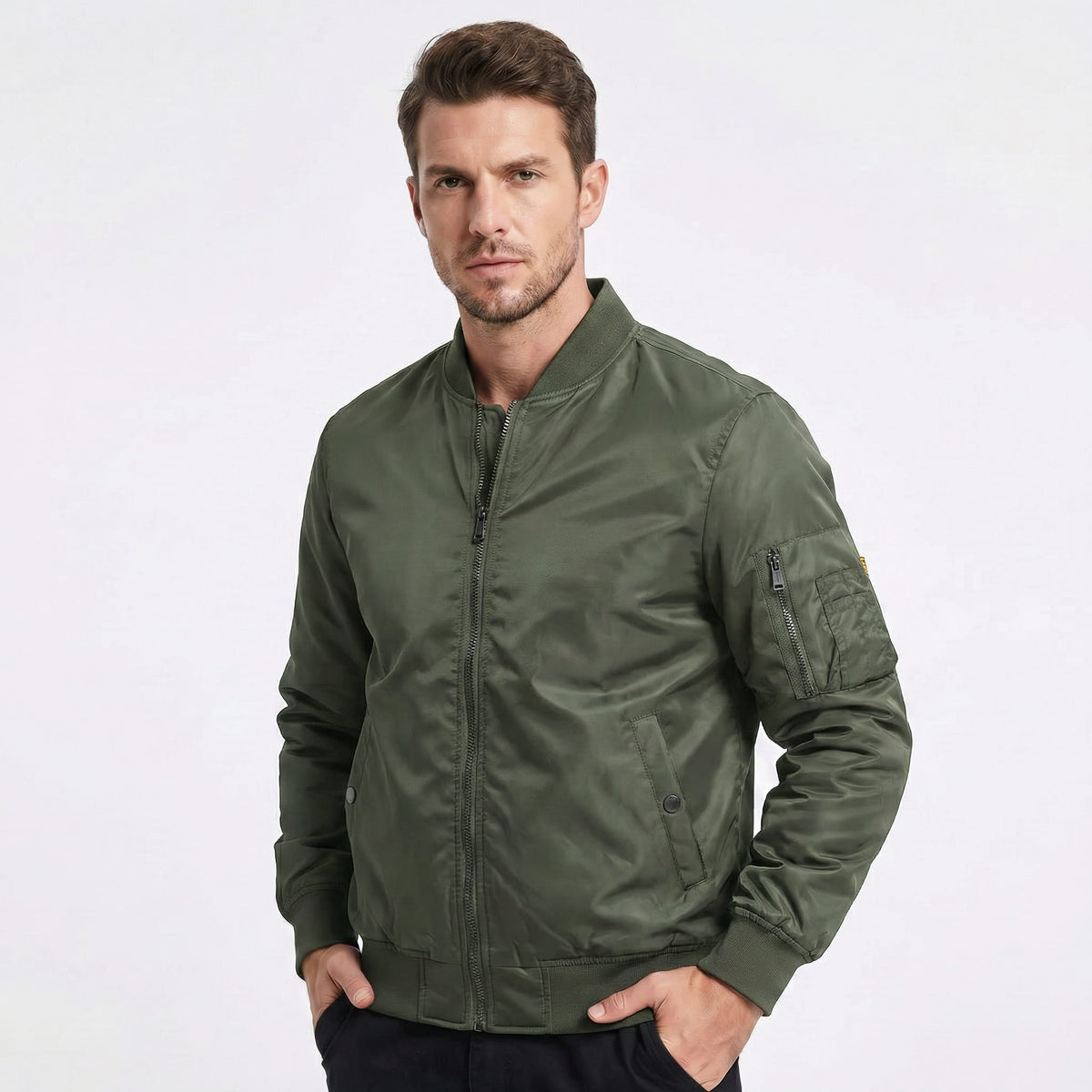 Men's Cotton Zip Up Bomber Jacket | Alec_4