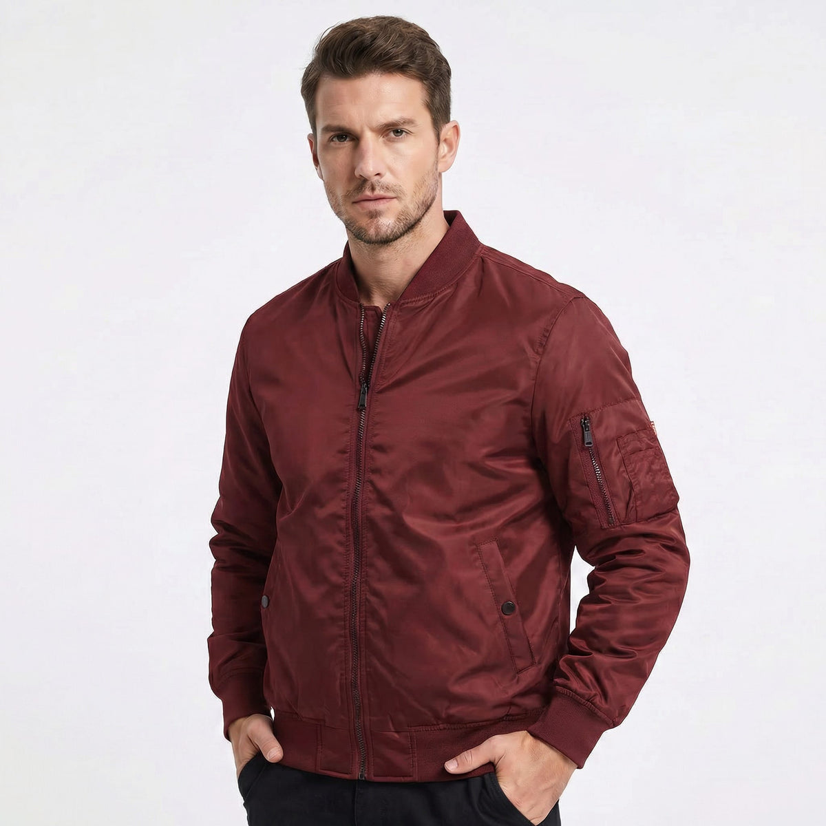 Men's Cotton Zip Up Bomber Jacket | Alec_5