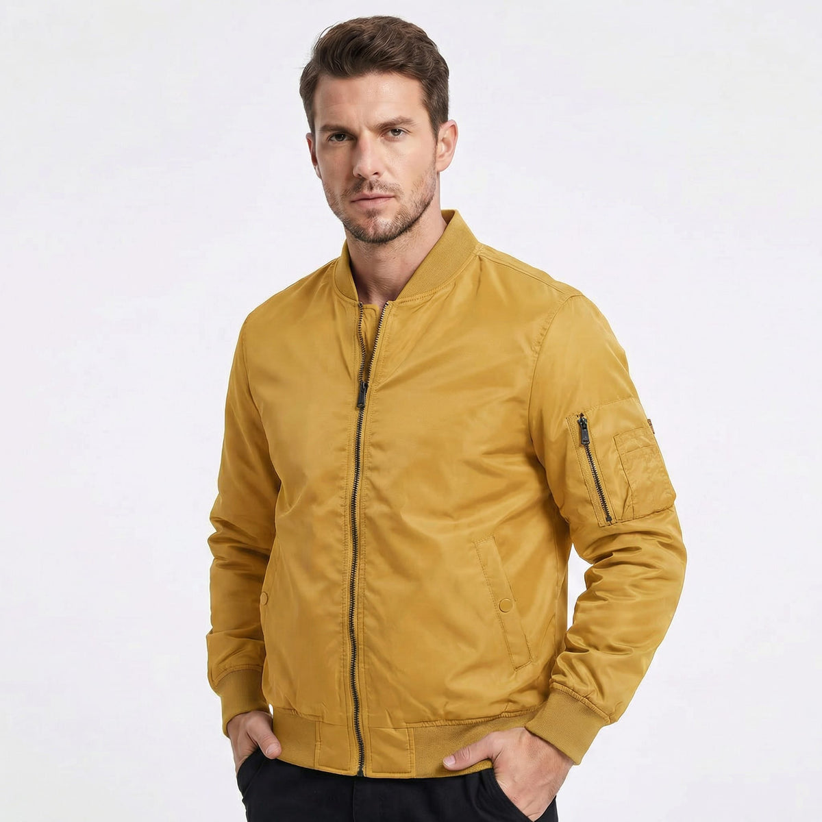 Men's Cotton Zip Up Bomber Jacket | Alec_6