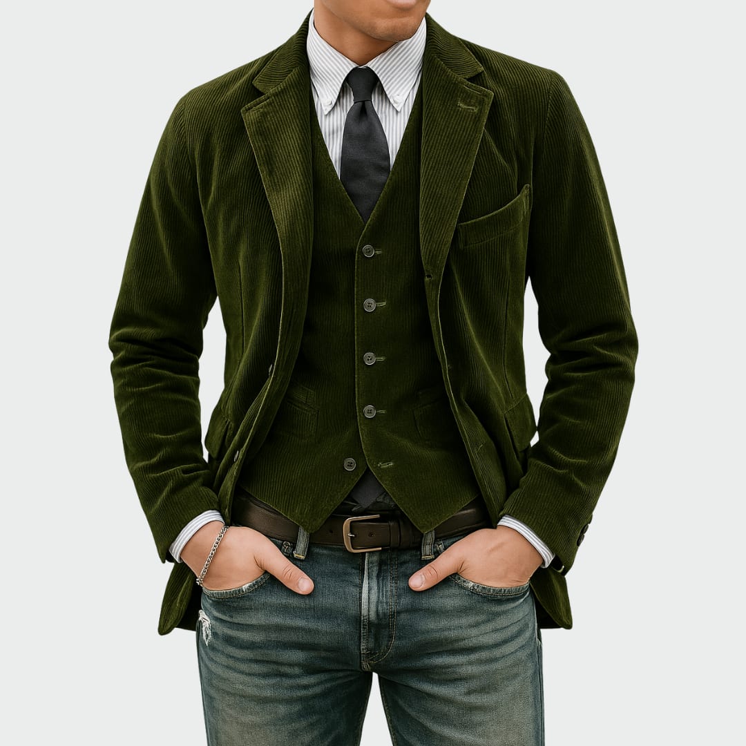 Men's Corduroy Blazer and Waistcoat | Edric_4
