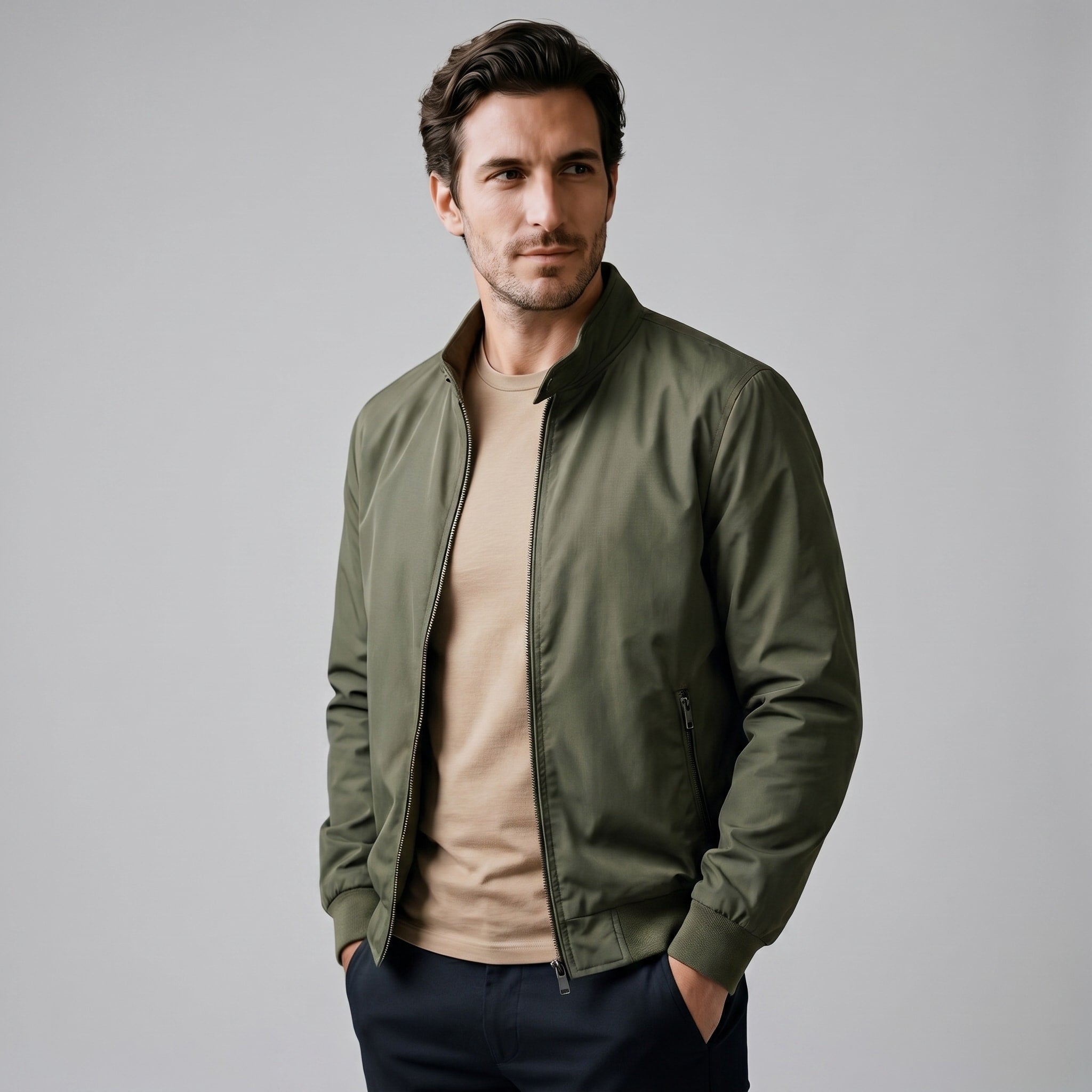 Men's Slim Fit Padded Bomber Jacket | Leon_6