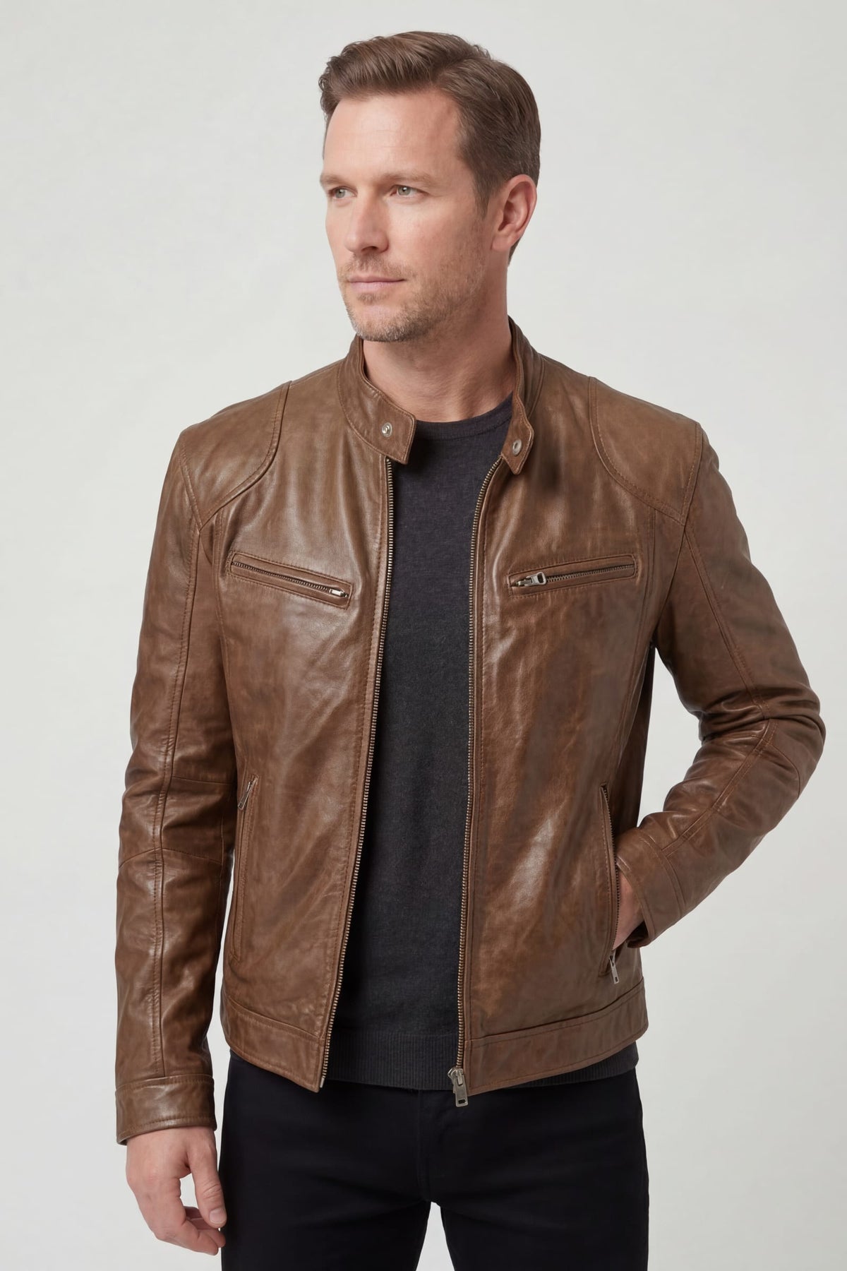 Men's Faux Leather Biker Jacket | Denholm_5