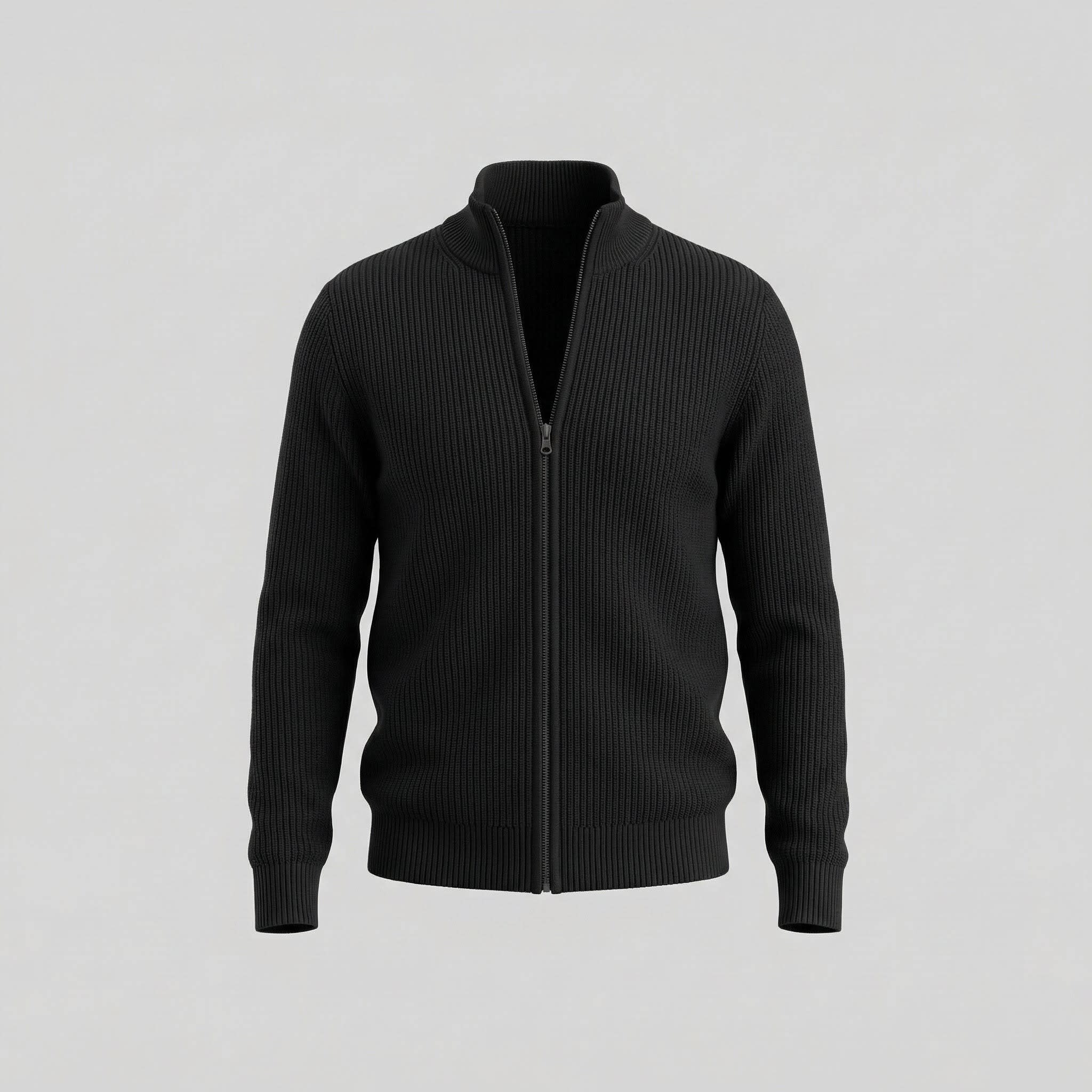 Men's Funnel Neck Zip Up Cardigan | Kai_10
