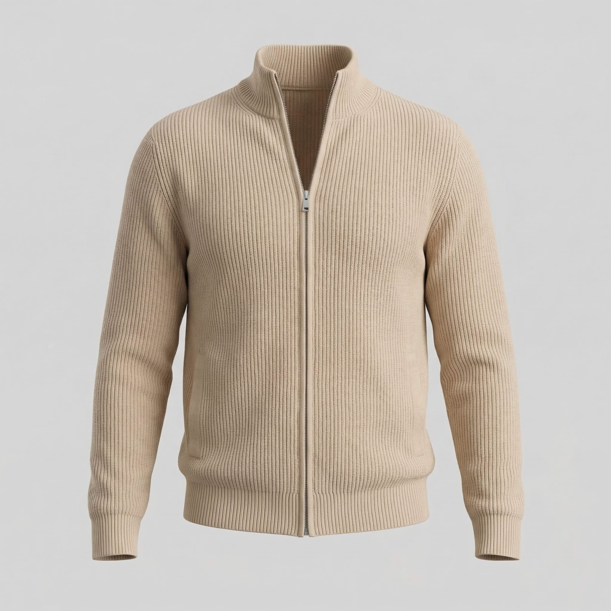 Men's Funnel Neck Zip Up Cardigan | Kai_5