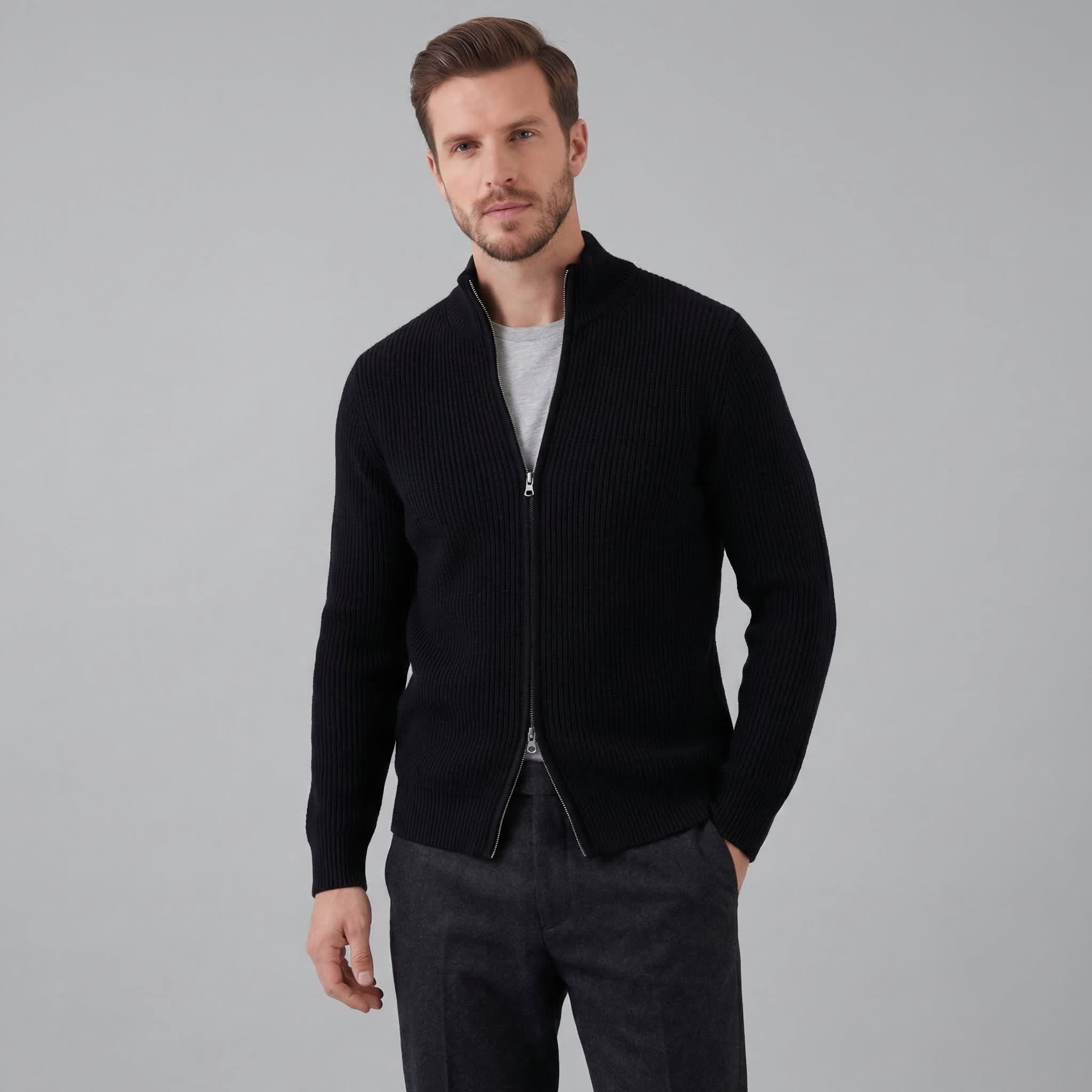 Men's Funnel Neck Zip Up Cardigan | Kai_6