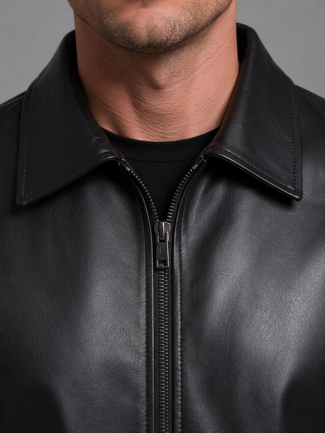 Men's Faux Leather Zip Jacket | Redvers_4